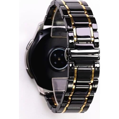 20 22 24mm luxury ceramic and stainless steel black white strap for Samsung s2 3 4 Huawei GT watch strap bracelet wristband belt