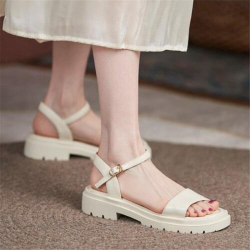 Summer Fashion Casual Womens Shoes Soft And Breathable Ladies White Sandals Genuine Leather High-quality Handmade New Style