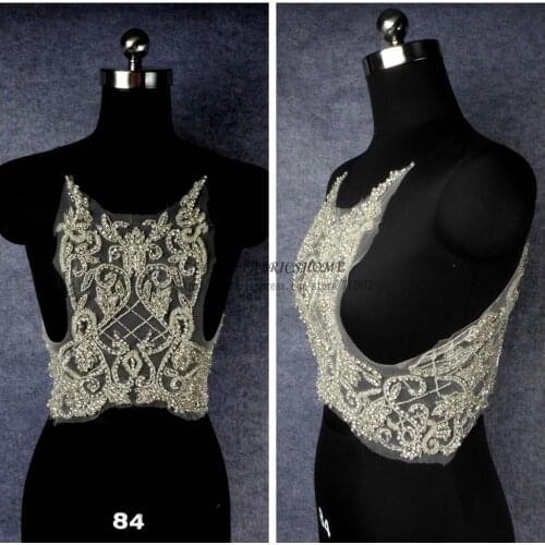 La Belleza Silver rhinestones beads handmade patch 57X32CM