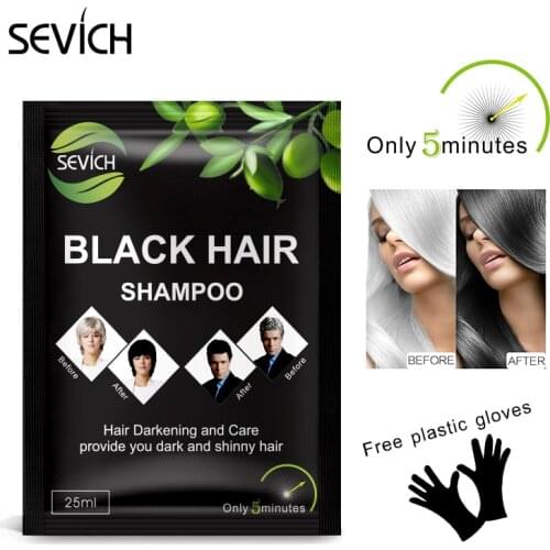 Sevich 25ml Black Hair Shampoo for Hair Dye Gel 5 Color Hair Color Gel 5 Minutes Grey White Hair Removal Dye Darkening Shiny