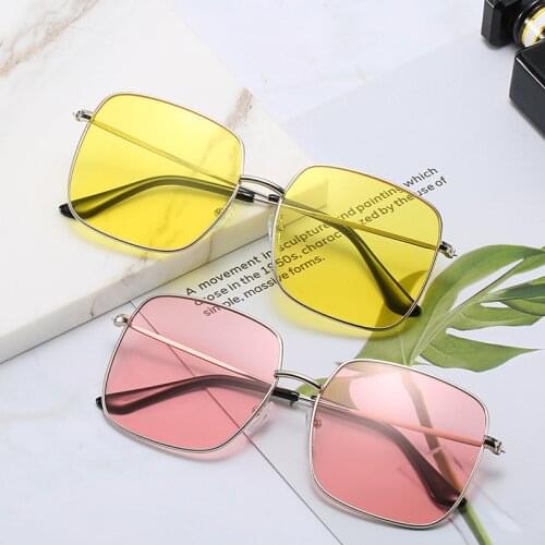 Vintage Square Sunglasses Women/Man Ocean Color Lens Mirror Sunglasses Female Brand Design Metal Frame Circle Glasses Oculos