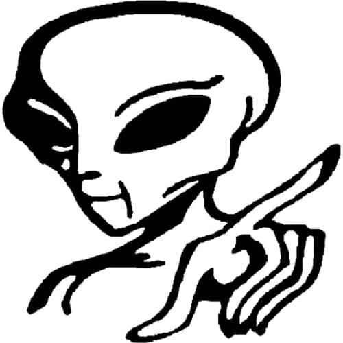 13.5cm*13.7cm Alien Pointing Area Bardian Vinyl Motorcycle Decals Car Sticker S6-3345