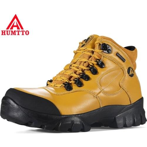 HUMTTO Waterproof Hiking Shoes Women Breathable Trekking Boots Womens Genuine Leather Outdoor Climbing Safety Sneakers for Woman