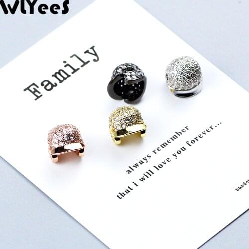 WLYeeS White Zircon Baseball cap Pendant Copper bead Micro-Inlay Crystal Metal Charm Loose bead For Jewelry bracelet making DIY