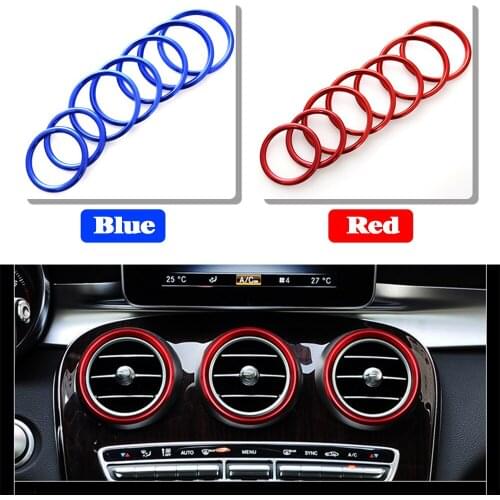 Yubao 7Pcs Blue/Red Outer Air Conditioning Outlet Rings Decoration Cover Trim For Mercedes Benz C Class W205 GLC X253 2015-2010