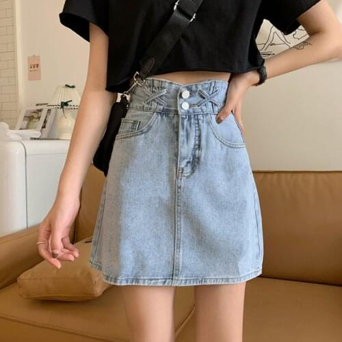 Skirts High waist skirt women spring skirt 2021 new all-match bag hip A-line skirt denim skirt