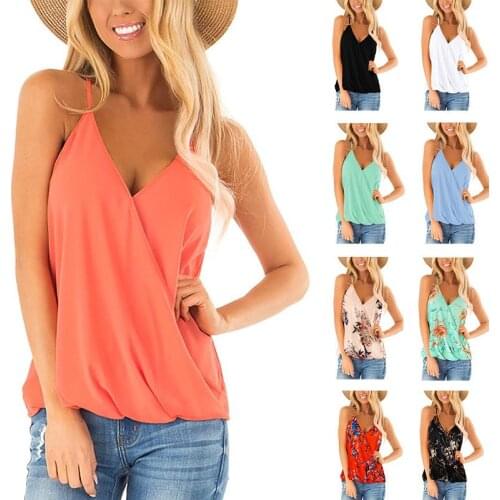 New Arrival Ladies Flower Printed Top Sleeveless Women Tank V Neck Sexy Female Girls Tanks T-shirt Drop Shipping