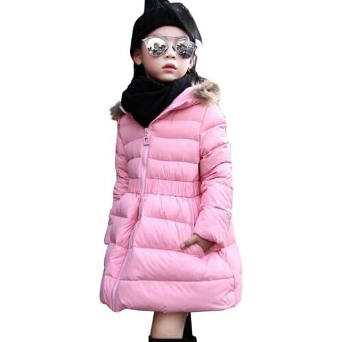 Winter Down Jacket for Girl Long Thicken Childrens Outerwear Hooded Coat Cotton Fashion Parka for Girls Kids Baby Clothes 5-10Y