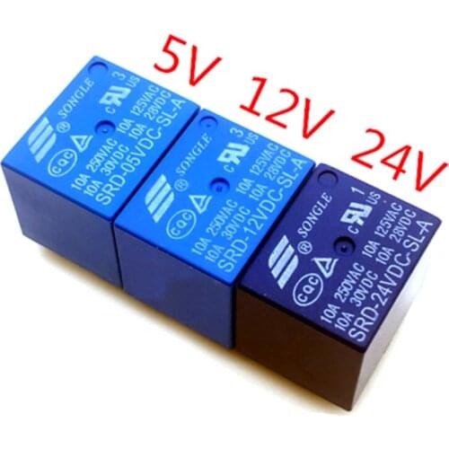 100PCS/lot Relay SRD-05VDC-SL-C SRD-09VDC-SL-C SRD-12VDC-SL-C SRD-24VDC-SL-C 5V 9V 12V 24V 10A 250VAC 5PIN