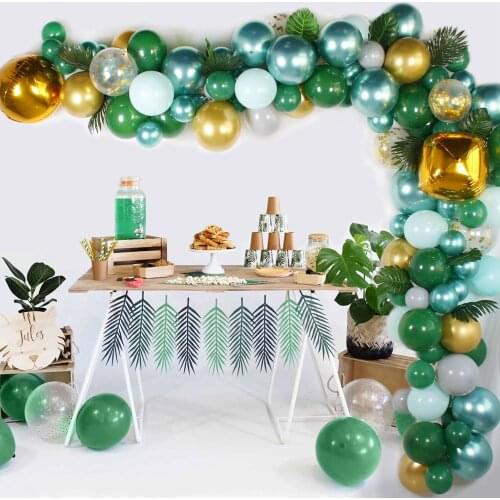 167Pcs Confetti Latex Balloon Garland Arch Kit Forest Animal Theme Green Gold Ballon Chain Party Childrens Birthday Decoration