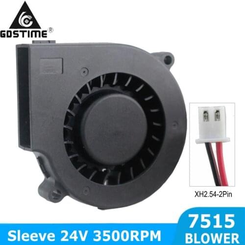 GDSTIME 75mm x15mm 24V 2 Pin Black Brushless DC Cooling Blower Fan 7515