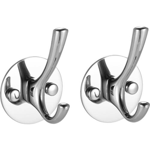 2pcs/set SS Wall-mounted Hooks High Quality Stainless Steel Hooks Multifunctional Space-saving Clothes Hook Single Hook Set