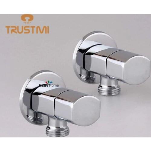 2 PCS 1/2"Male X 1/2" Male Brass Bathroom Angle Stop Valve Chrome Finish 2 Pcs Brass Anlge Valve Bathroom Tools