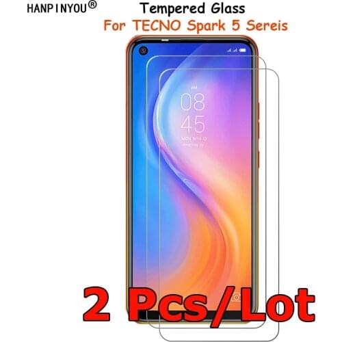 2 Pcs/Lot For TECNO Spark 5 Pro Tempered Glass Screen Protector Explosion-proof Protective Film Guard