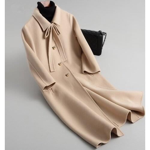 2020 New Winter Wool Coat Korean Elegant Double-sided Cashmere Warm Female Long Coats Jacket Casaco Feminino 38231 LW355
