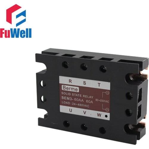 3-phase Solid State Relay SSR AC-AC 60AA Input 80-250V AC Load 24-480V AC