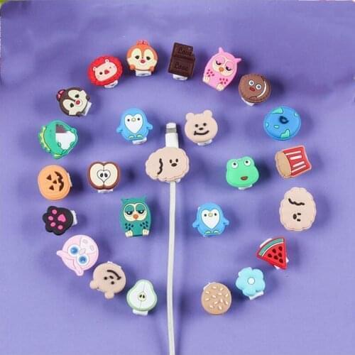 4Pcs Cartoon Cable Protector USB Charger Protector for iPhone iPad Cable Cord Holder, Charging Cable Saver Phone Accessories