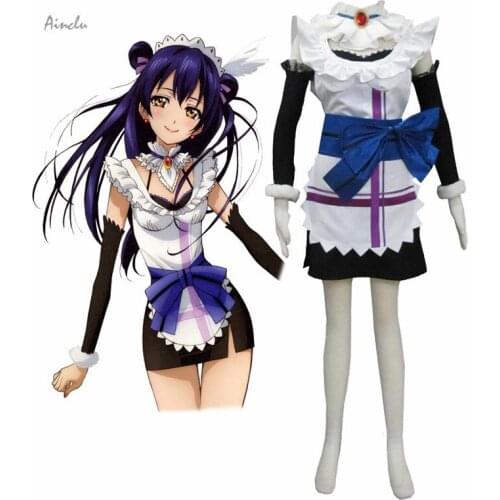 Ainclu Top Shipping Adult Kid Love Live! Sonoda Umi Maid Cosplay Costumes Anime Costume For Christmas Customize for plus size