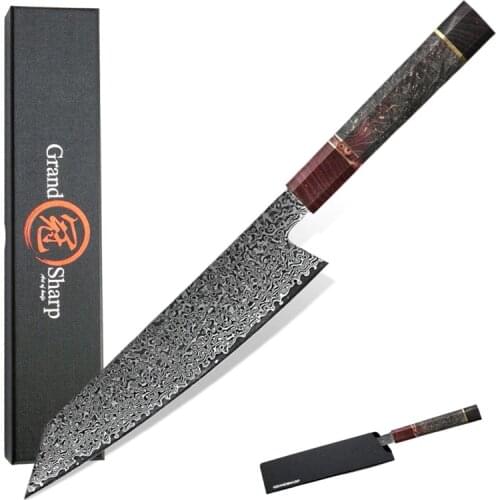 Handmade Kitchen Knife Japanese Damascus Chef Knife VG10 Japanese Damascus Steel Kiritsuke Knives Cooking Slicing Tools Gift Box