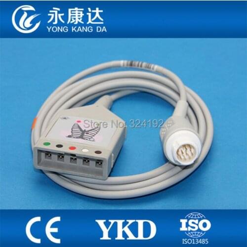 Free shipping! ECG trunk cable for 5 lead,12pin / 2.4m, CE&ISO13485