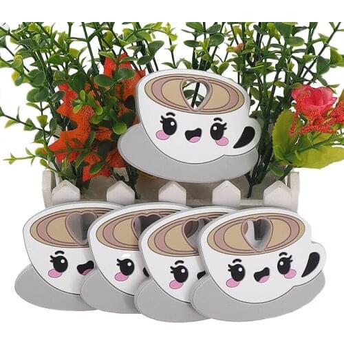 Chenkai 10PCS Silicone Cappuccino Teething Baby Portable Shower Chewing Pendant Food Grade Nursing Sensory Necklace Accessories