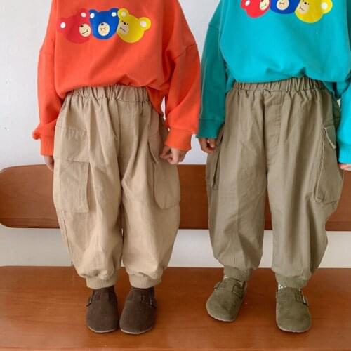 Girls Boys Babys Kids Long Pants 2021 Loose Spring Autumn Toddler Cotton Soft Home Outdoor Trousers Childrens Clothing