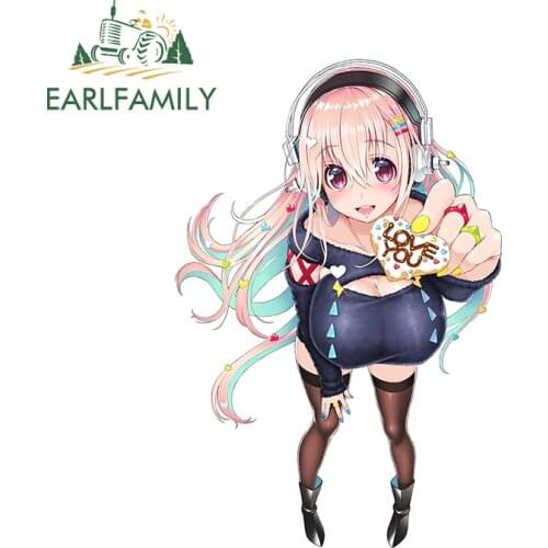 EARLFAMILY 13cm x 8.8cm For Super Sonico Vinyl Car Wrap Decals Trunk Stickers Personality Campervan Waterproof Decal Decor
