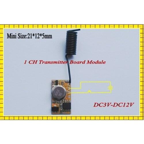 EV1527 Transmitter Module RF Remote Controller PCB DC3V-12V 3.7V 4.5V 5V 6V 7.2V 9V Mini Micro Remote Control 1CH 315/433MHz