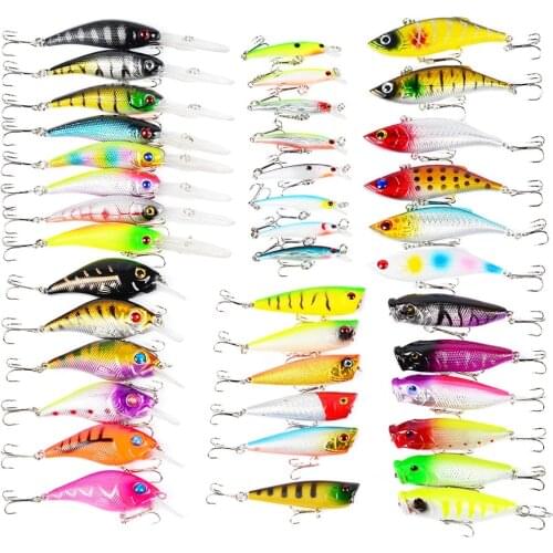 HiUmi 40pcs fishing lure Mixed 6 models fishing tackle 40 colors Minnow lure Crank Lures Mix fishing bait