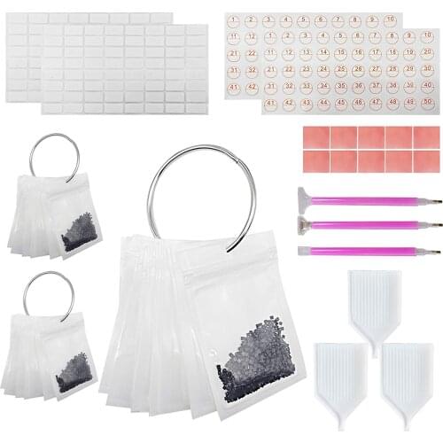 Diamond Painting Tools and Accessories Kits,Diamond Painting and Large Bead Storage 100pcs Bags, Loose Leaf Binder Rings, Diamon