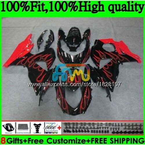 K9 For SUZUKI GSXR-1000 GSXR 1000 09 10 11 12 13 15 16 44BS.19 GSXR1000 2009 2010 2011 2012 2014 2015 2016 Fairing Red flames