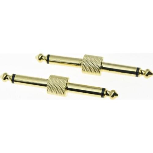 KAISH 2pcs Gold Guitar Effect Pedal Connector 1/4" Straight Effects Adapter Connector