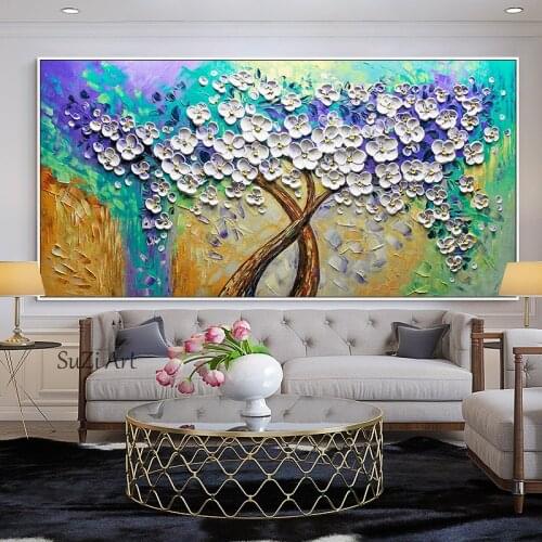 3D Knife Flower Paintings Abstract Oil Painting Wall Art Home Decor Picture Modern Hand Painted Oil Painting On Canvas Unframe