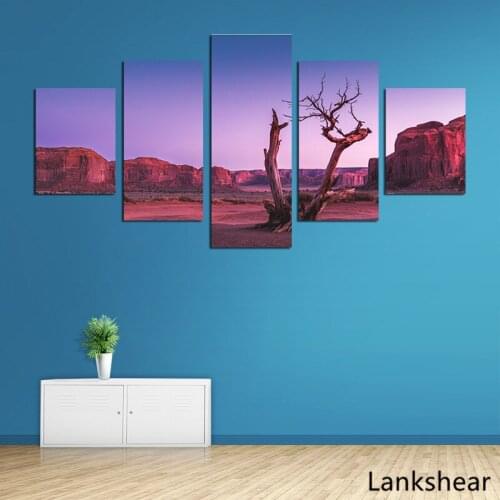 Pictures Decoration Home Room Modern Canvas Painting 5 Pieces Trees Purple Landscape Painting Scenery Wall Art Printed HD Poster