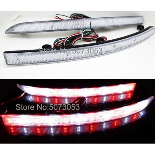 Red Crystal White lens LED Rear bumper reflector light brake lamp stop light rear fog lamp for Volksvagen VW Tiguan 2008-2015