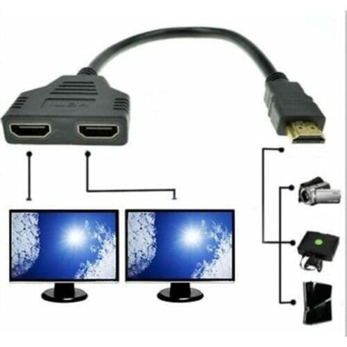 Hot HDMI Compatible 2 Dual Port Y Splitter HD 1080P V1.4 Male To Double Female Adapter Cable 1 In 2 Out Converter Connect Cable