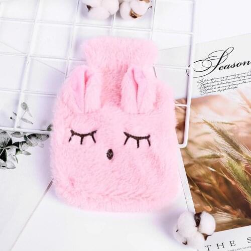 Hot! Cute PVC Stress Pain Relief Therapy Hot Water Bottle Bag with Knitted Soft Cozy Cover Winter Warm Heat Reusable Hand Warmer