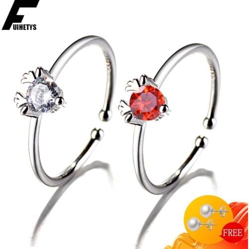 BaliJelry Fashion Ring Silver 925 Jewelry Accessories Ruby Zircon Gemstone Open Rings for Women Wedding Engagement Dropshipping