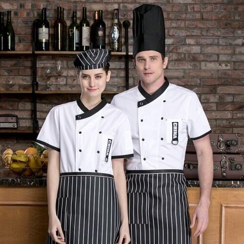 Men and Women Cook Coat Hotel Bakery Master Chef Uniform Short Sleeve Kitchen Jacket Catering Restaurant Canteen Workwear Shirt