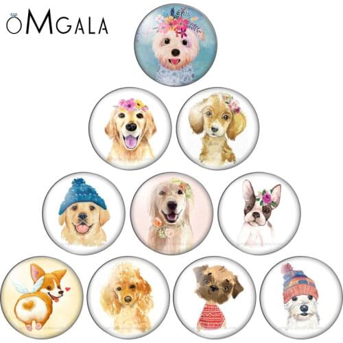 Lovely Artist Painting Dogs Cartoon 10pcs set 12mm/16mm/18mm/25mm Round photo glass cabochon demo flat back Making findings