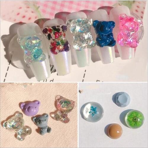 Nail Bear Filler Epoxy Resin Mold Handmade DIY Shell Flowers Manicure Phone Case Silicone Mold Jewelry Making Kit Accessories