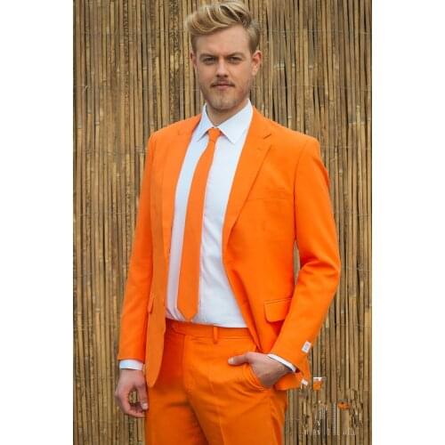 Latest Coat Pant Designs Orange Men Suit Slim Fit 2 Piece Tuxedo Custom Fashion Party Prom Suits Terno Masculino Jacket+Pant X