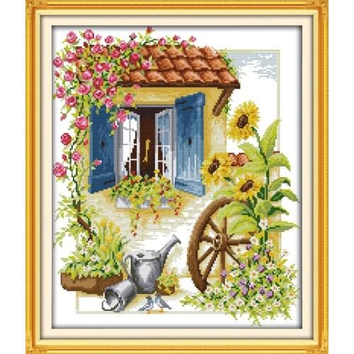 New Little float(3) cotton Scenery home decor Cross Stitch kit 14ct white 11ct print embroidery DIY handmade needlework wall