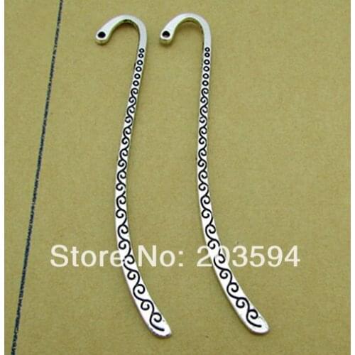 Wholesale 10Pcs /Lots Antique Silver Bookmark Metal Bookmark with loop 86mm