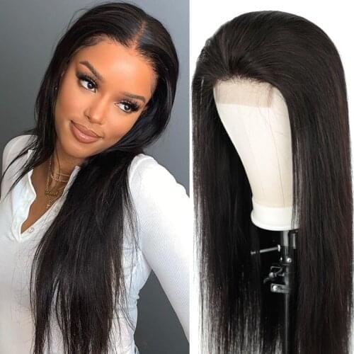 4x4 Lace Closure Wigs Straight Human Hair Wigs Natural Black Brazilian Human Hair for Black Woman 150% Density Exquisite Looks