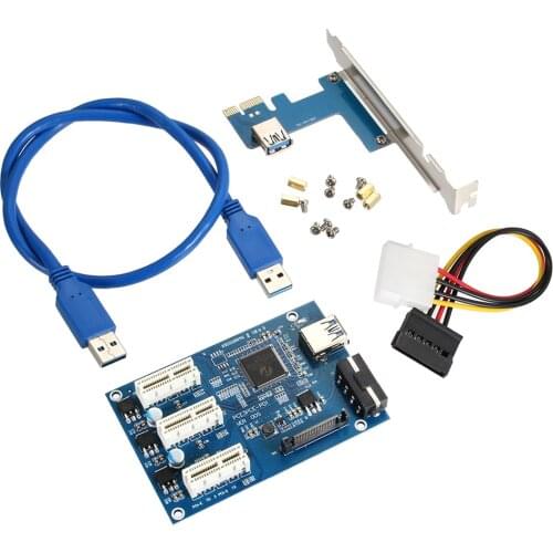 PCI-e Express 1X to 3 Port 1X Switch Multiplier HUB Riser Card +USB Cable Extender Board Mining Accessory Dropshipping