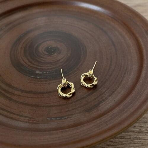 PERMIH Fashion Vintage Earrings Geometry Metal Gold Earrings For Women Glossy Round Golden Earrings 2021 Trend New Earrings