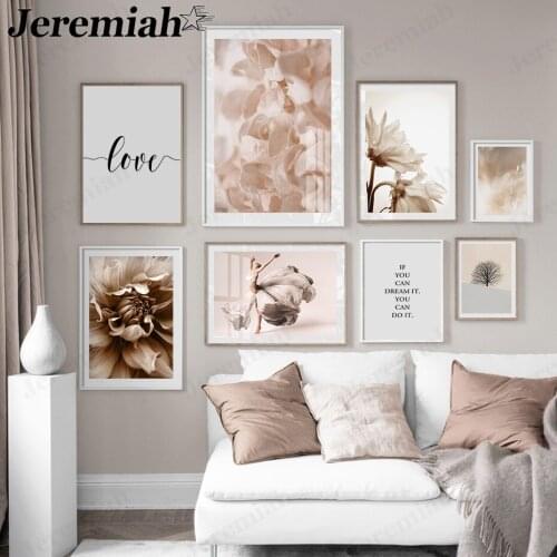 Nordic Minimalist Floral Canvas Poster Bohemian Style Pink Petal Painting Wall Art Modern Living Room Home Decoration