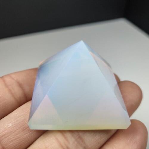 1pcs 4cm Natural White Opal Stone Pyramid Crystal Energy Point Meditation Wand Decoratio