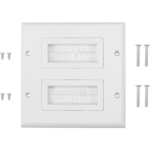 Single Gang Easy Install Cable Pass Through Durable Panel Multifunctional ABS Anti Dust Outlet Mount Wall Socket Brush Plate